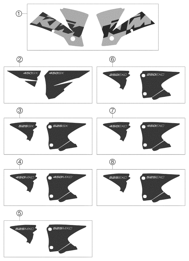 Sprängskiss: Decal – KTM 250 EXC RACING 2003