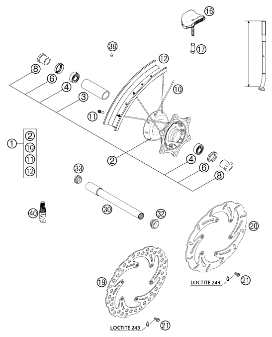 Sprängskiss: Front Wheel – KTM 250 EXC RACING 2003