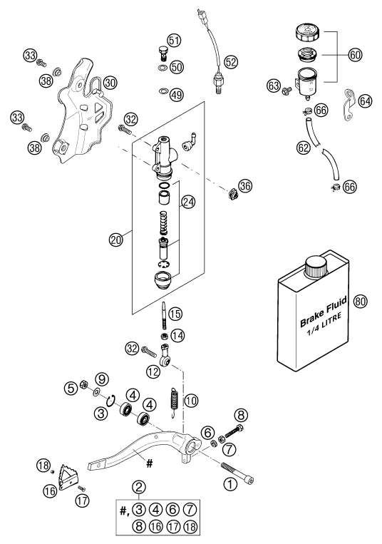 Sprängskiss: Rear Brake Control – KTM 250 EXC RACING 2003