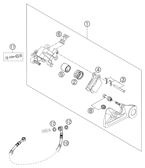 Sprängskiss: Rear Brake Caliper – KTM 250 EXC RACING 2004