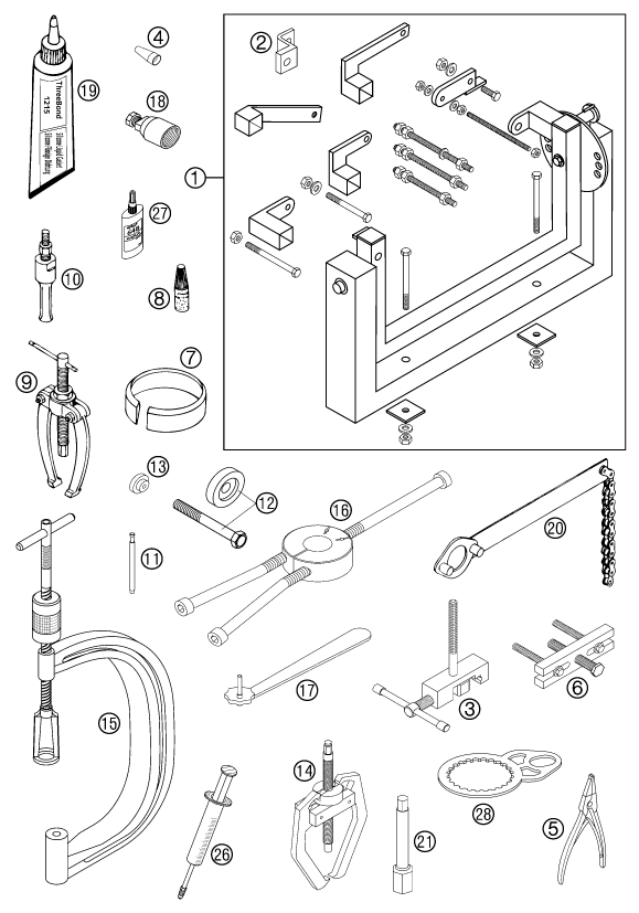 Sprängskiss: Special Tools (Engine) – KTM 250 EXC RACING 2003