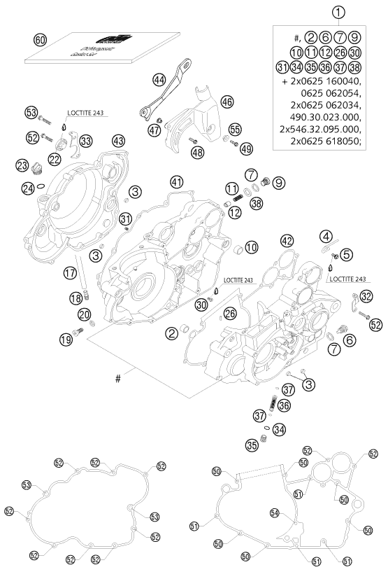 Sprängskiss: Engine Case – KTM 250 EXC RACING 2003