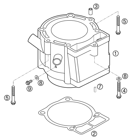 Sprängskiss: Cylinder – KTM 250 EXC RACING 2003