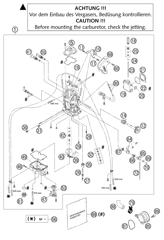 Sprängskiss: Carburetor – KTM 250 EXC RACING 2003