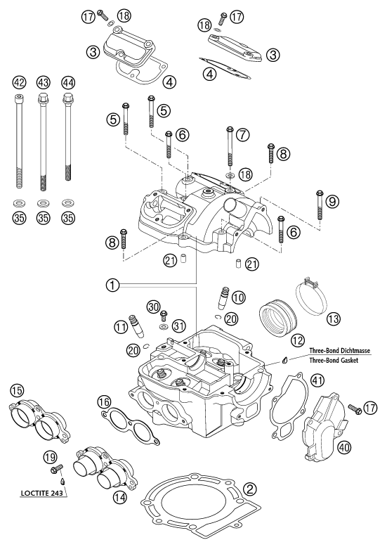 Sprängskiss: Cylinder Head – KTM 250 EXC RACING 2003