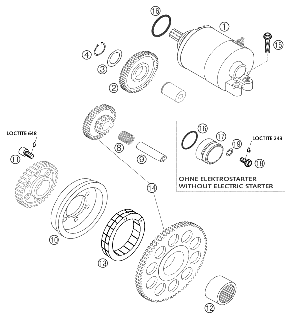 Sprängskiss: Electric Starter – KTM 250 EXC RACING 2003