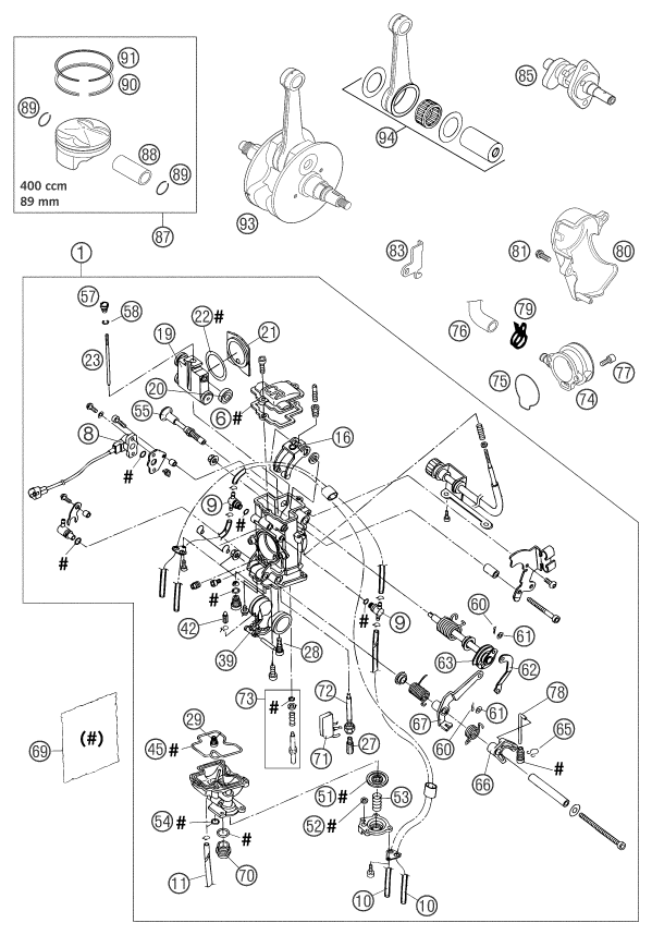 Sprängskiss: Carburetor – KTM 400 EXC RACING SIX-DAYS 2003