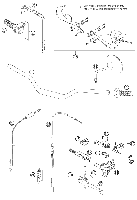 Sprängskiss: Handlebar, Controls – KTM 950 ADVENTURE SILVER 2003