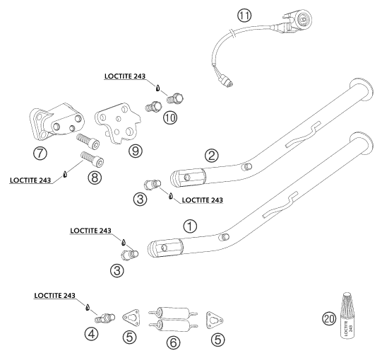 Sprängskiss: Side / Center Stand – KTM 950 ADVENTURE SILVER 2003