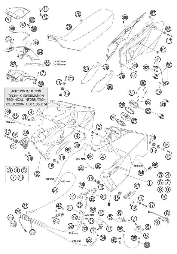 Sprängskiss: Tank, Seat – KTM 950 ADVENTURE SILVER 2003