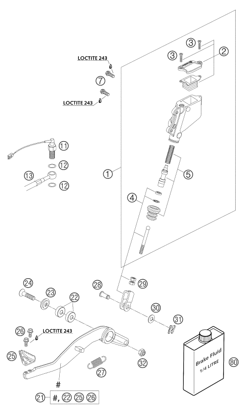 Sprängskiss: Rear Brake Control – KTM 950 ADVENTURE SILVER 2003