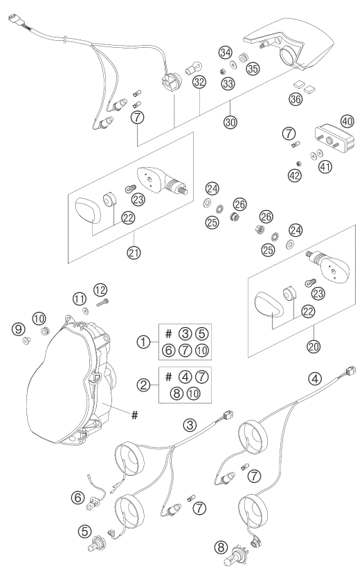 Sprängskiss: Instruments / Lock System – KTM 950 ADVENTURE SILVER 2003
