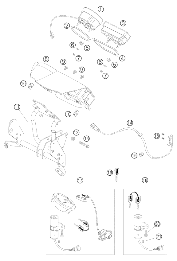 Sprängskiss: Instruments / Lock System – KTM 950 ADVENTURE S 2005
