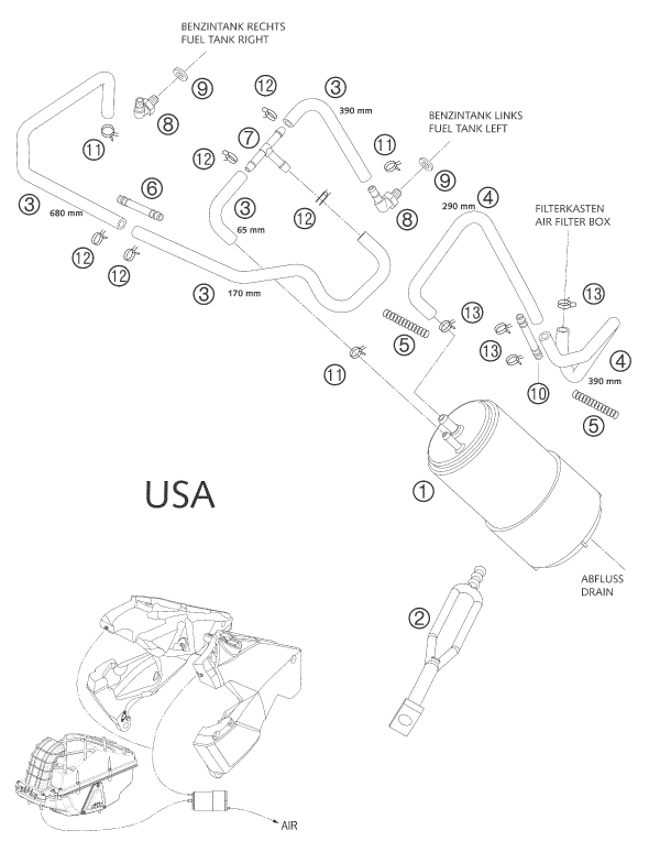 Sprängskiss: Evaporative Canister – KTM 950 ADVENTURE SILVER 2003
