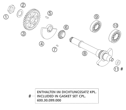 Sprängskiss: Balancer Shaft – KTM 950 ADVENTURE SILVER 2003