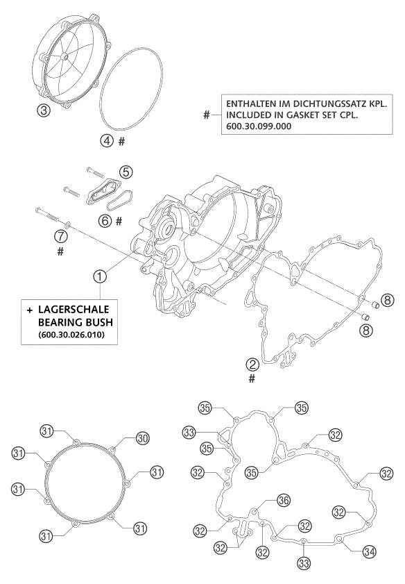 Sprängskiss: Clutch Cover – KTM 950 ADVENTURE SILVER 2003