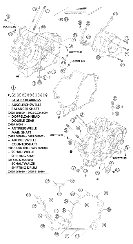 Sprängskiss: Engine Case – KTM 950 ADVENTURE SILVER 2003