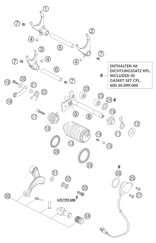 Sprängskiss: Shifting Mechanism – KTM 950 ADVENTURE SILVER 2003