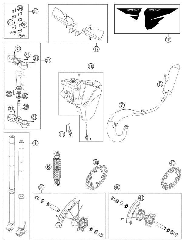 Sprängskiss: New Parts – KTM 125 SXS 2003