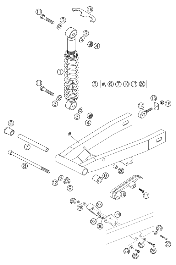 Sprängskiss: Shock Absorber – KTM 50 MINI ADVENTURE 2004
