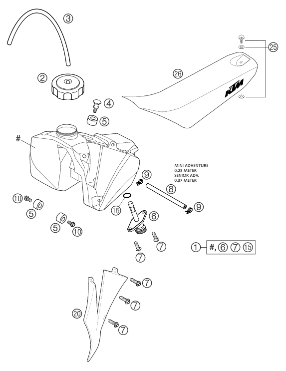 Sprängskiss: Tank, Seat – KTM 50 MINI ADVENTURE 2004