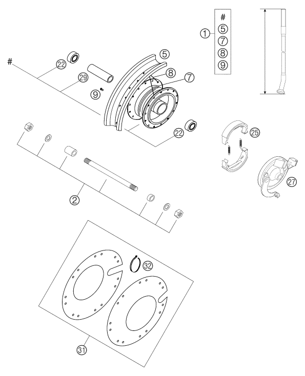 Sprängskiss: Front Wheel – KTM 50 MINI ADVENTURE 2004