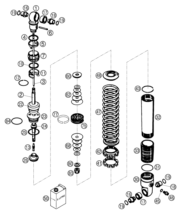 Sprängskiss: Shock Absorber Disassembled – KTM 50 SX JUNIOR 2006