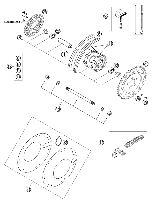 Sprängskiss: Rear Wheel – KTM 50 SX PRO SENIOR LC 2004