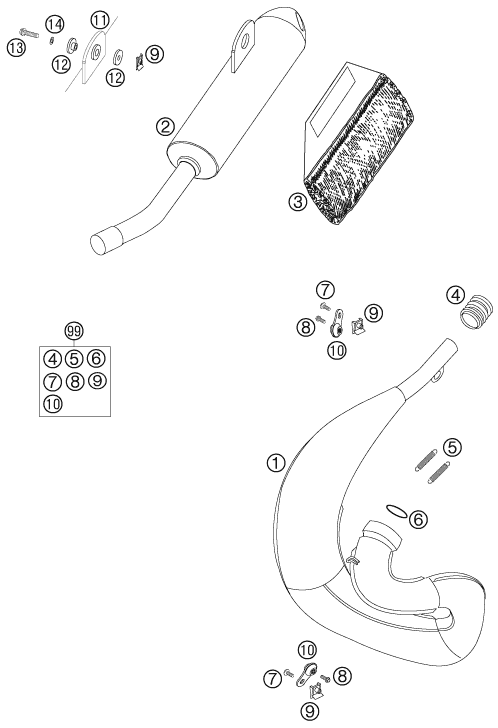 Sprängskiss: Exhaust System – KTM 65 SX 2006