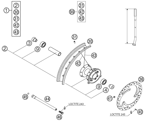 Sprängskiss: Front Wheel – KTM 65 SX 2004