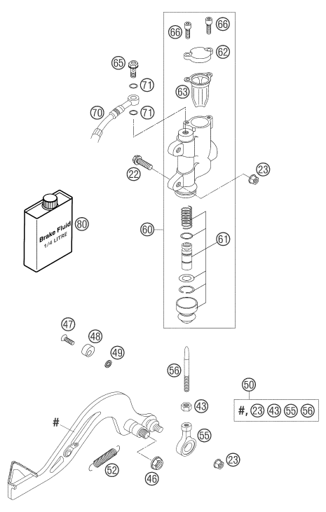Sprängskiss: Rear Brake Control – KTM 65 SX 2004