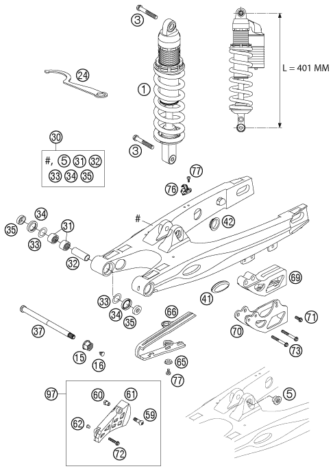 Sprängskiss: Shock Absorber – KTM 105 SX 2004