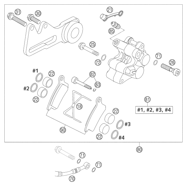 Sprängskiss: Rear Brake Caliper – KTM 105 SX 2004