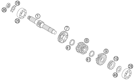 Sprängskiss: Transmission I - Main Shaft – KTM 105 SX 2004
