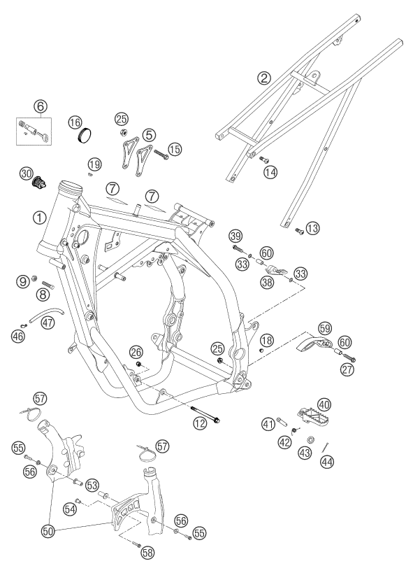 Sprängskiss: Frame – KTM 125 EXC SIX-DAYS 2004