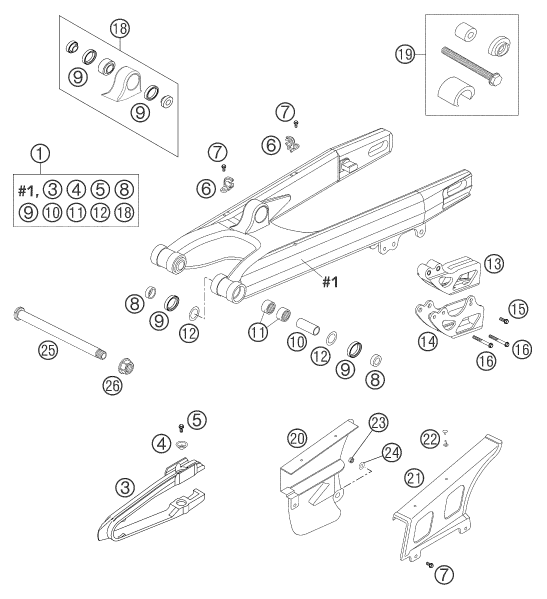 Sprängskiss: Swing Arm – KTM 125 EXC SIX-DAYS 2004