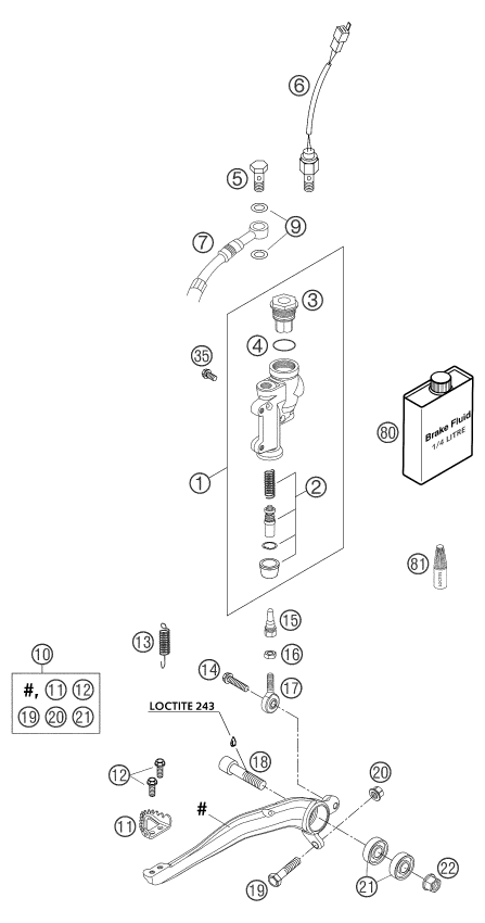 Sprängskiss: Rear Brake Control – KTM 125 EXC SIX-DAYS 2004