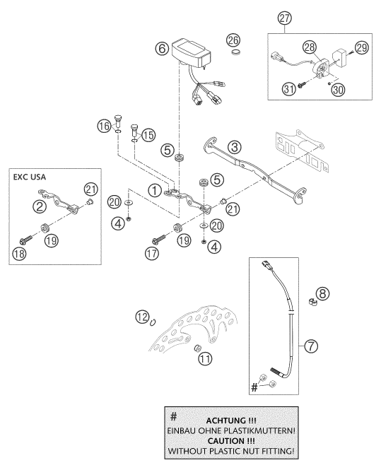 Sprängskiss: Instruments / Lock System – KTM 125 EXC SIX-DAYS 2004