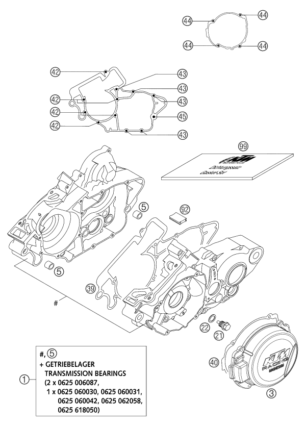 Sprängskiss: Engine Case – KTM 125 EXC SIX-DAYS 2004