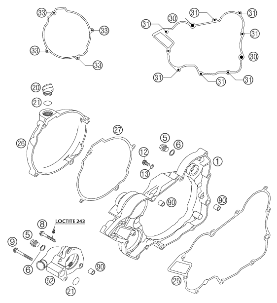 Sprängskiss: Clutch Cover – KTM 125 EXC SIX-DAYS 2004