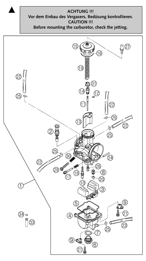 Sprängskiss: Carburetor – KTM 125 EXC SIX-DAYS 2004