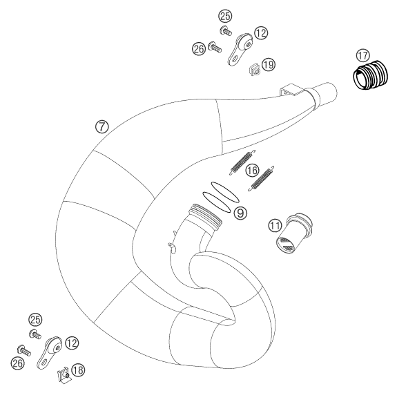 Sprängskiss: Exhaust System – KTM 250 SX 2004