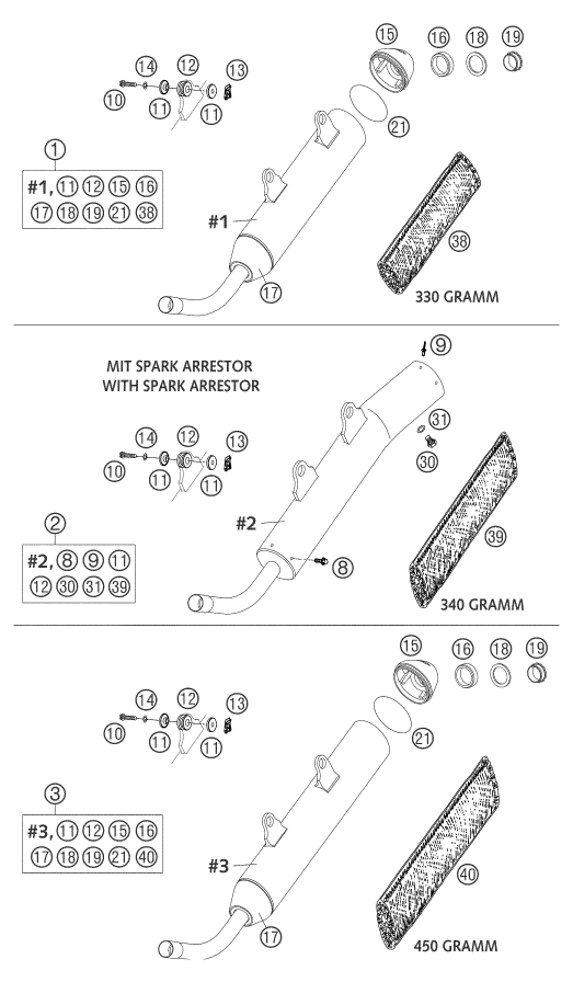 Sprängskiss: Exhaust System – KTM 250 SX 2004