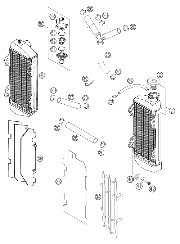 Sprängskiss: Cooling System – KTM 250 SX 2004