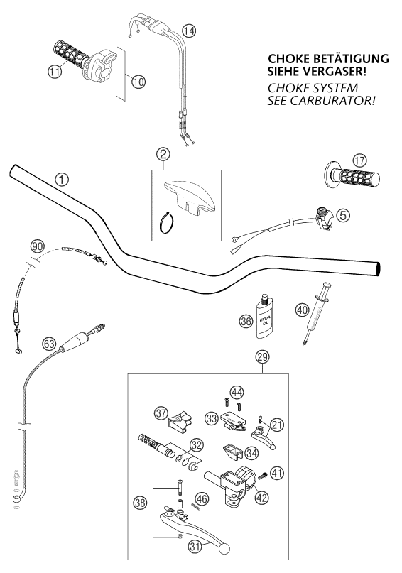 Sprängskiss: Handlebar, Controls – KTM 660 SMS