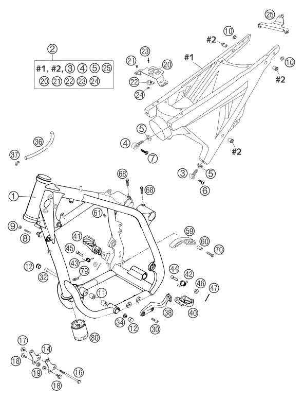 Sprängskiss: Frame – KTM 660 SMS