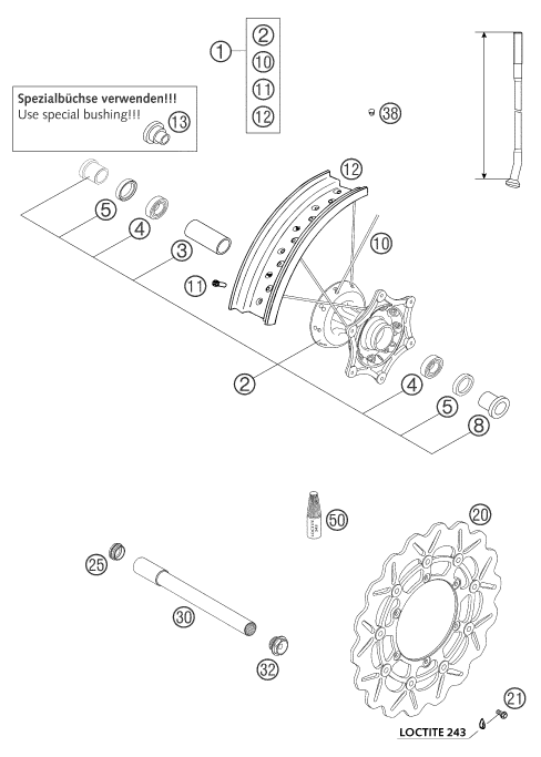 Sprängskiss: Front Wheel – KTM 660 SMS