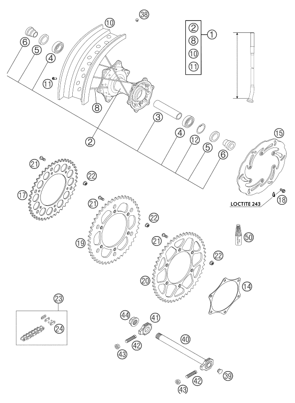Sprängskiss: Rear Wheel – KTM 660 SMS