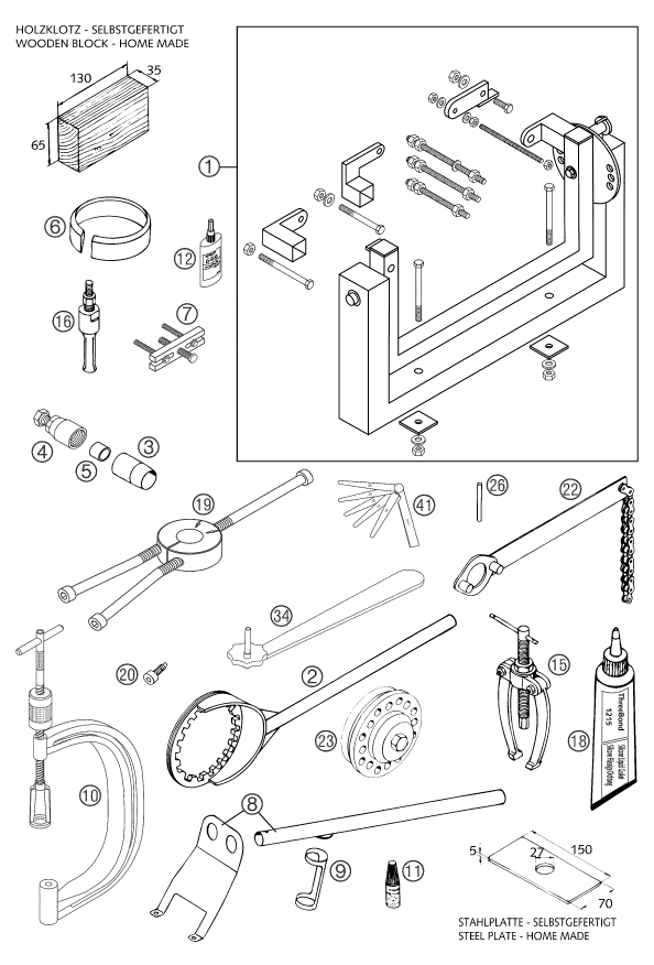 Sprängskiss: Special Tools (Engine) – KTM 660 SMS