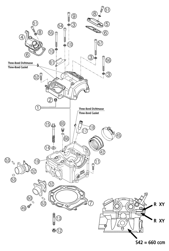 Sprängskiss: Cylinder Head – KTM 660 SMS